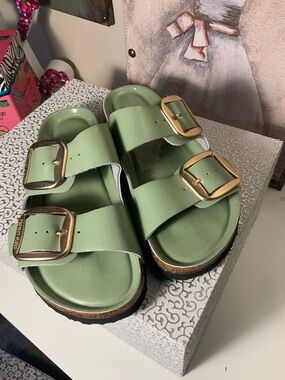 Women’s Double-Buckle Slide Sandals - Sage Green